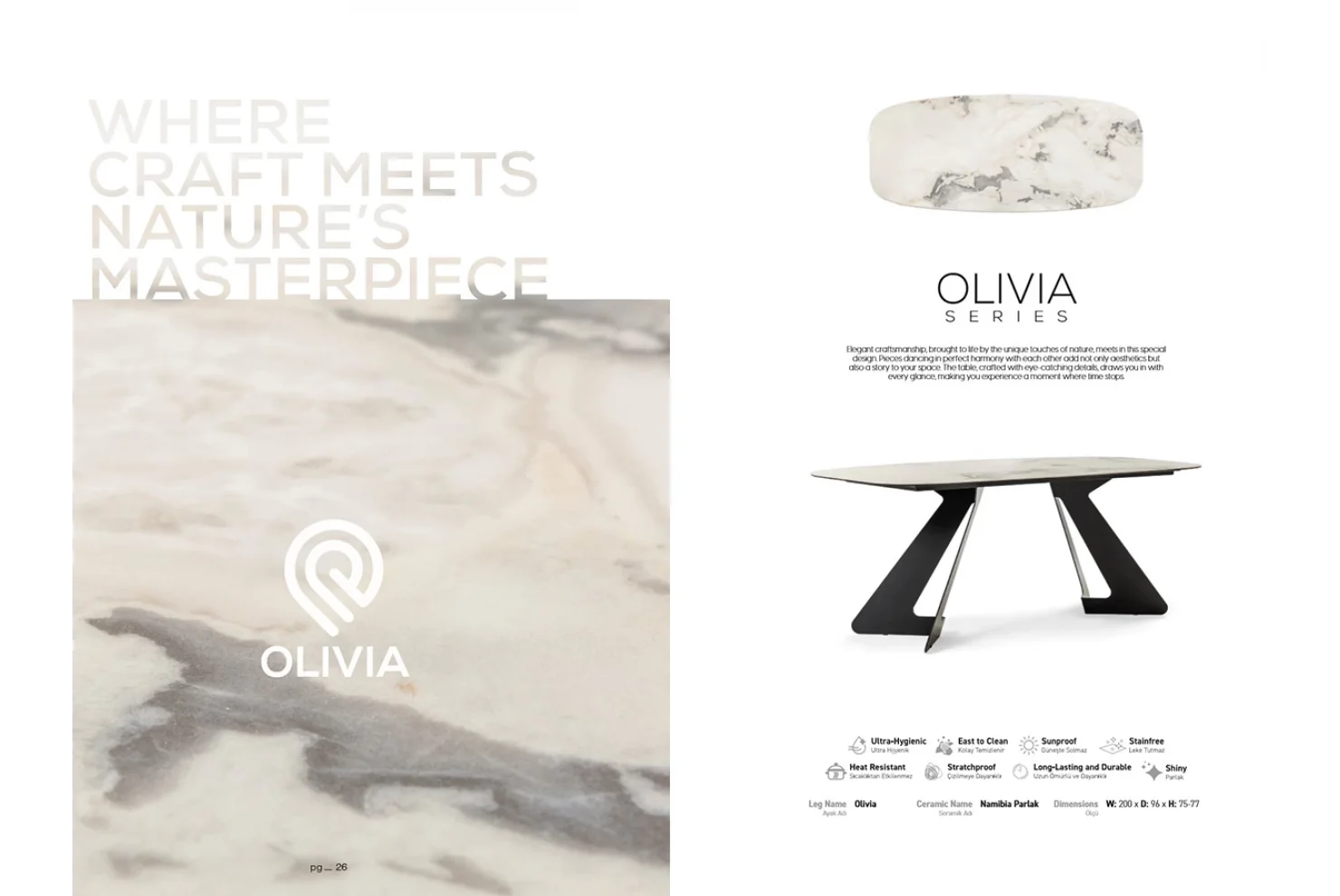 Olivia Parlak Seramik Masa