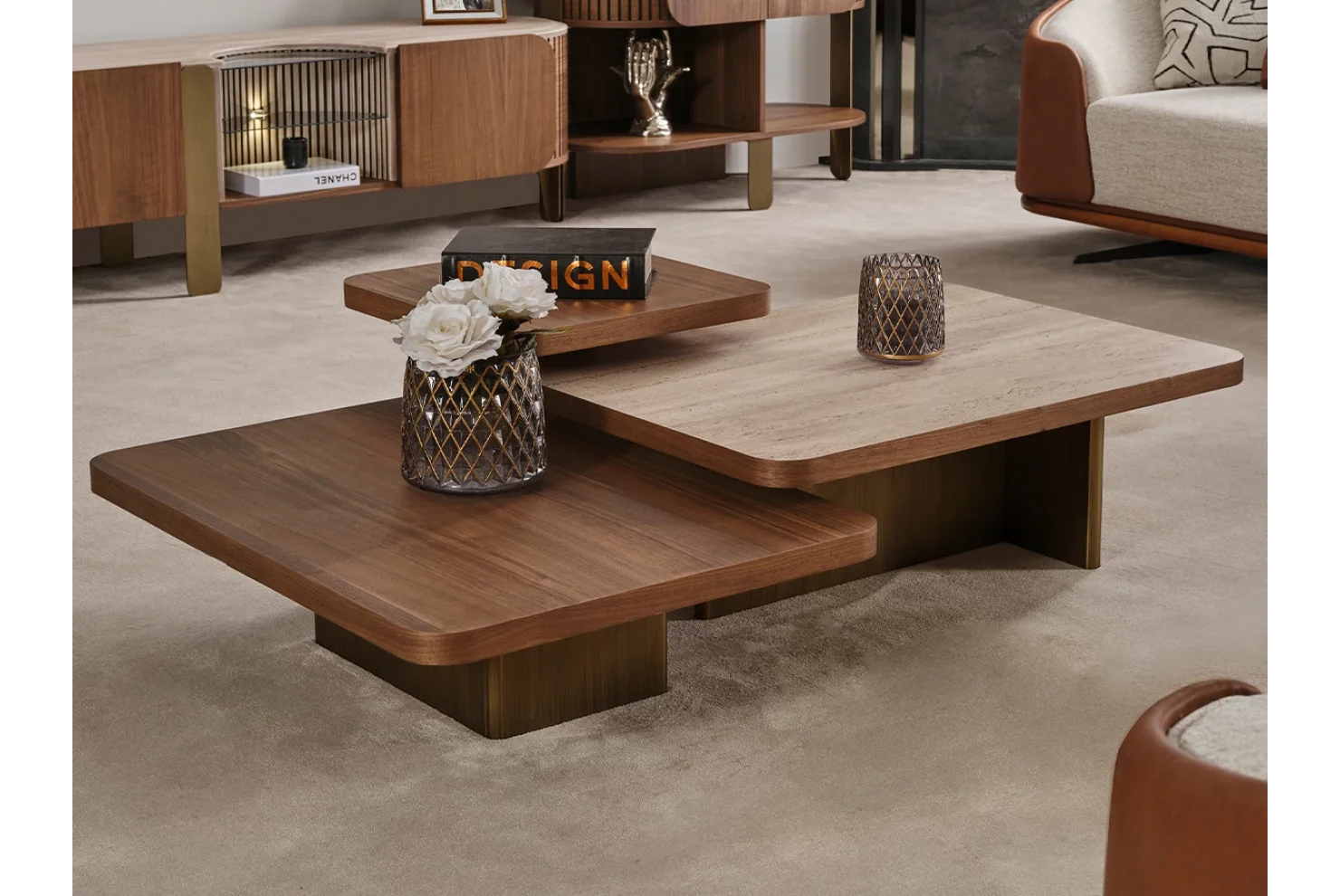 Adora Orta Sehpa (Mermer Desen) (G,92-D,69-Y,33)