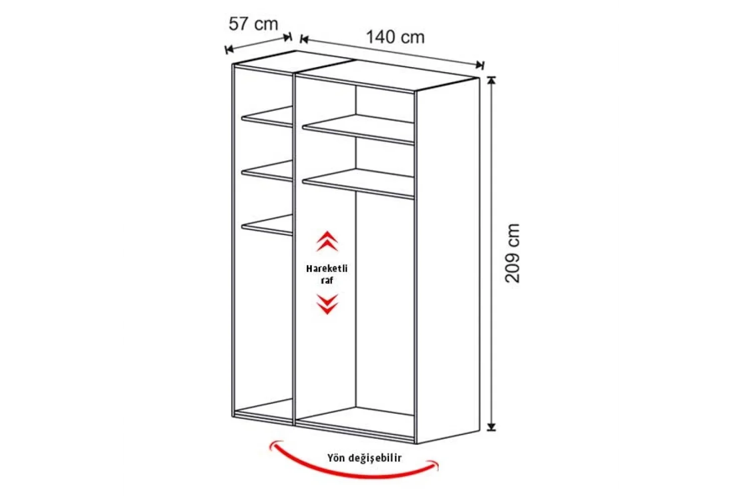 Atlas 3 Kapılı Dolap (Seçenek 301)