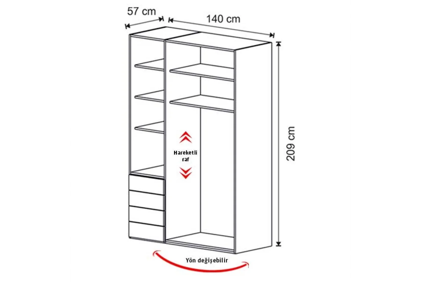 Atlas 3 Kapılı Dolap (Seçenek 306)