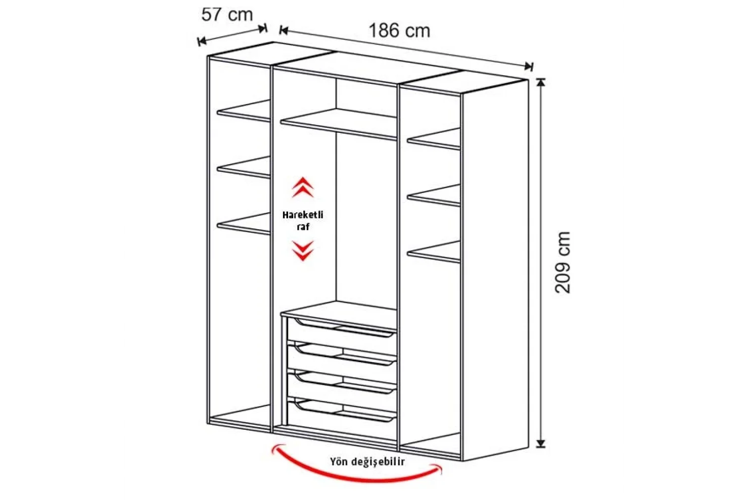 Atlas 4 Kapılı Dolap (Seçenek 443)