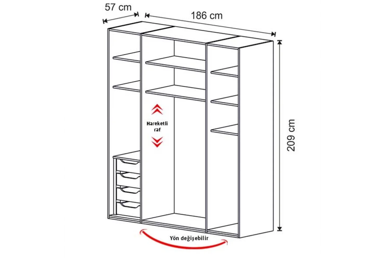 Aura 4 Kapılı Dolap (Seçenek 442)