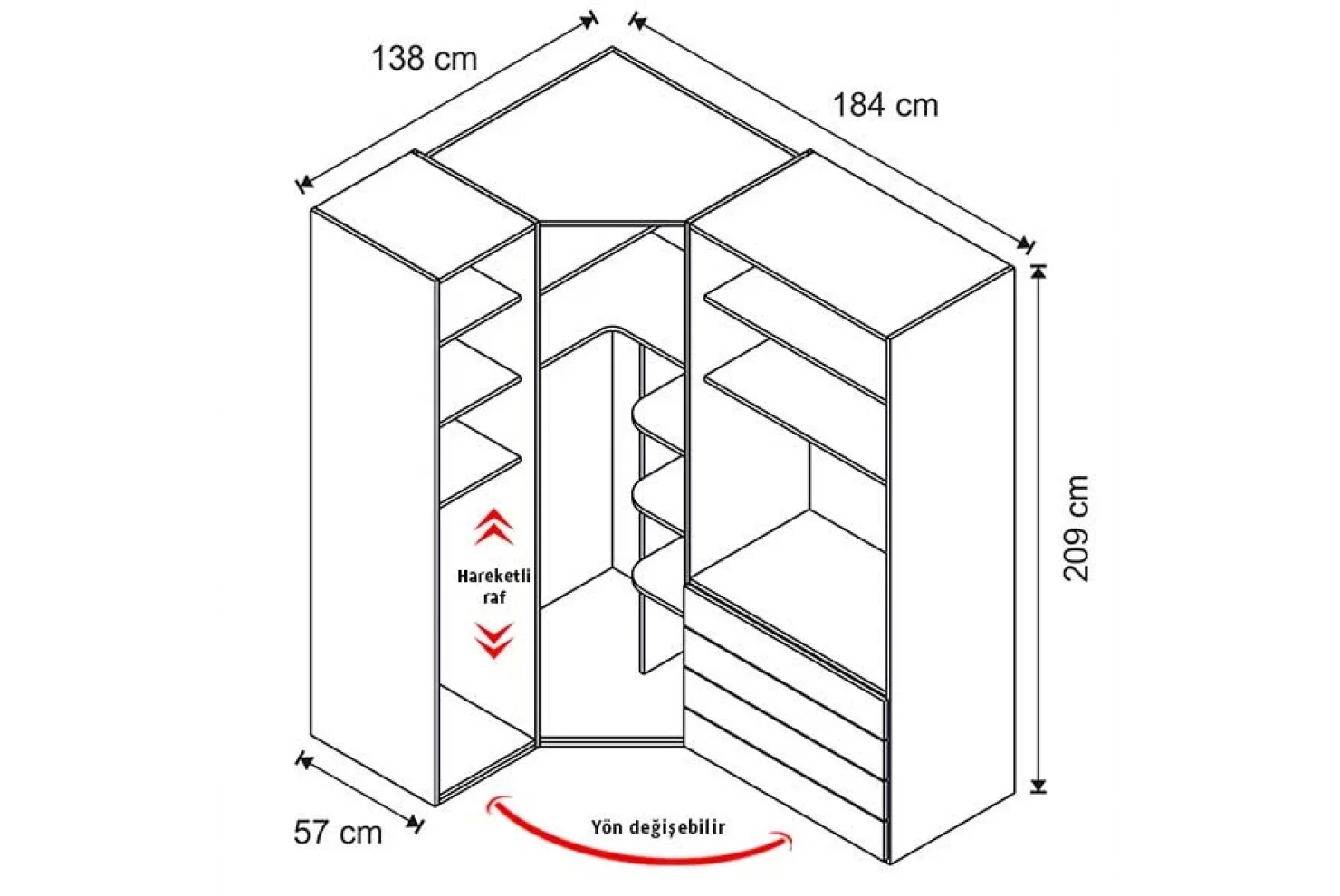 Aura Köşe Dolap (Seçenek 836)