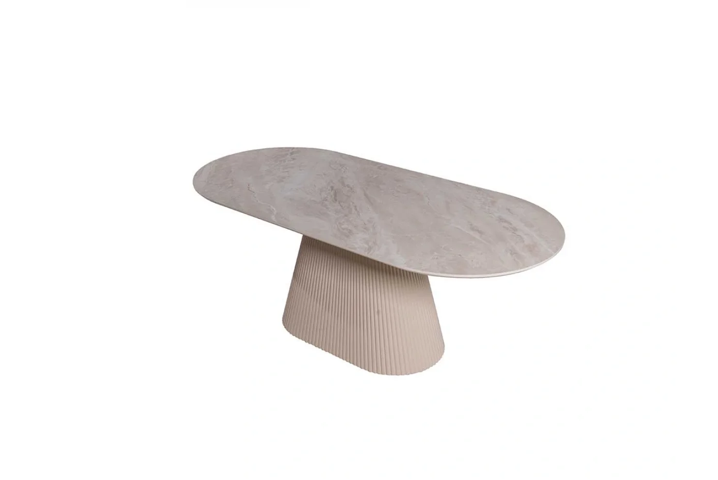 Bohem Mermer Baskılı Elips Konik Masa