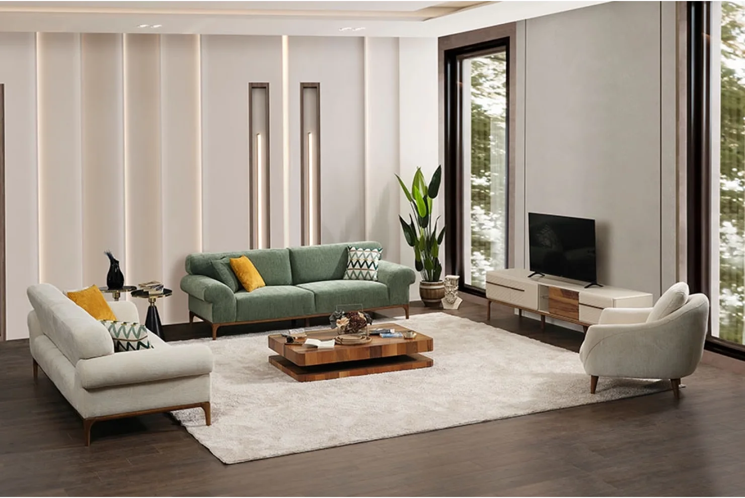 Dazzle Koltuk Takımı | 3lü Koltuk 2 Adet - Berjer 1 Adet