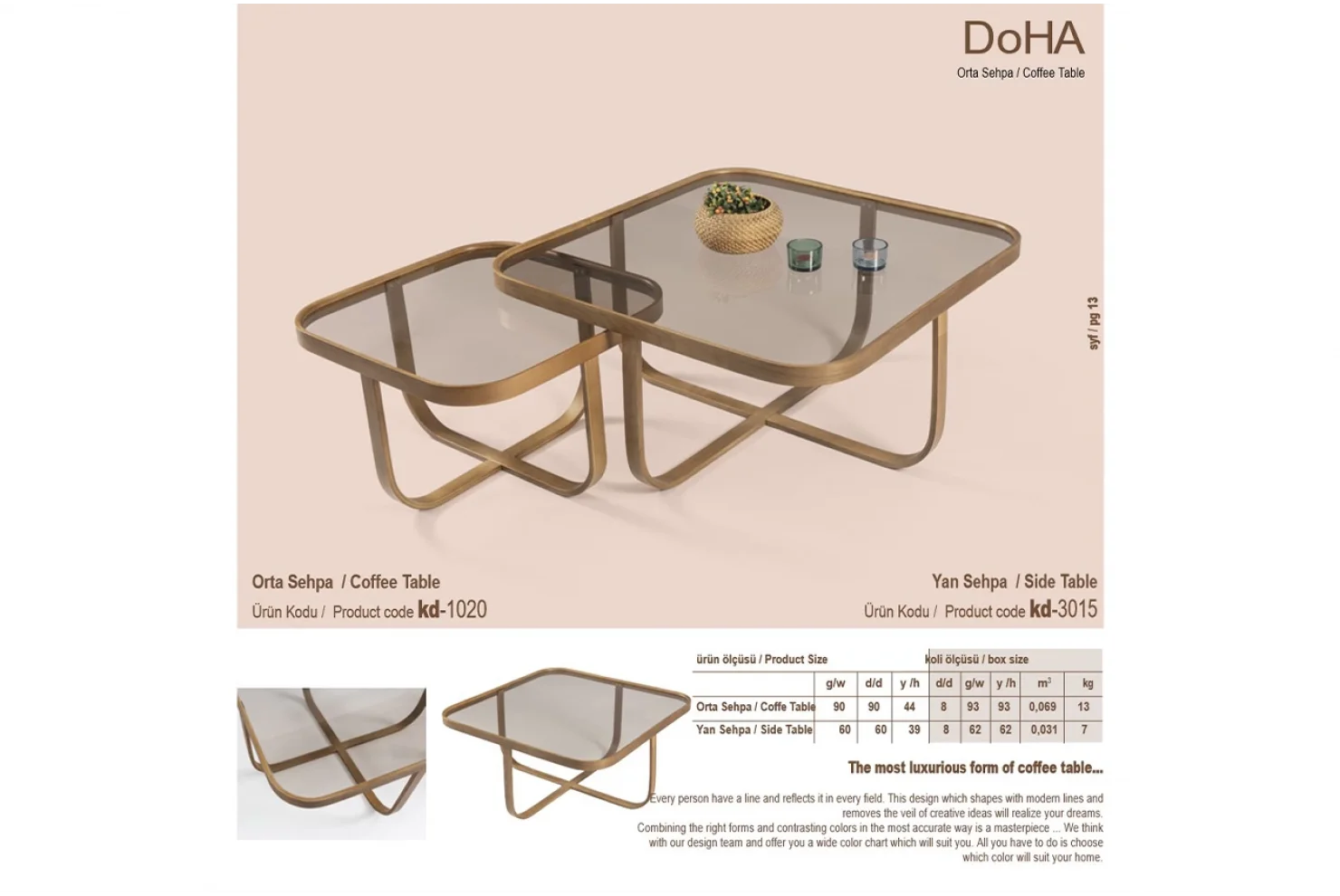 Doha Orta ve Yan Sehpa 2li Set