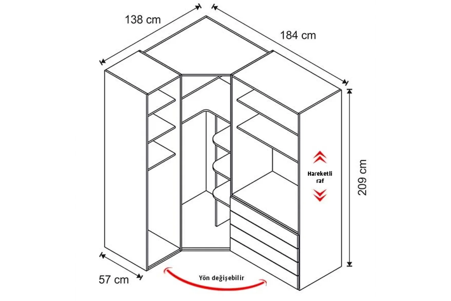 Elegant Köşe Dolap (Seçenek 839)
