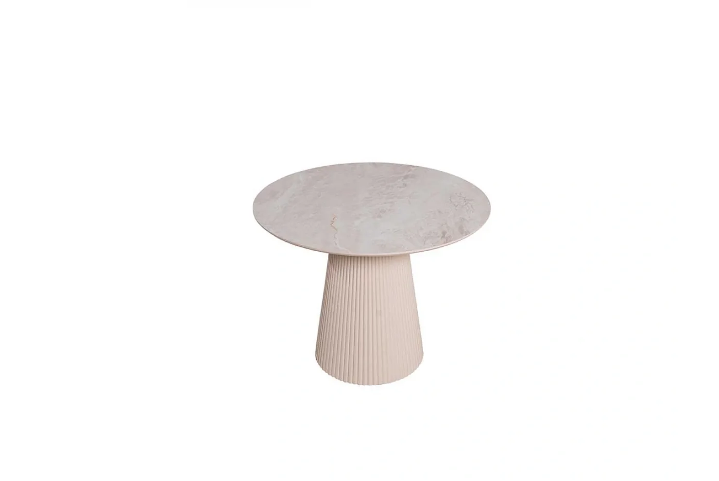 Esinti Yuvarlak Masa Mermer Baskılı Konik Ayaklı