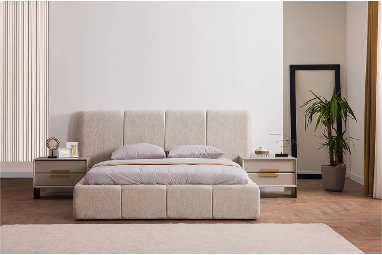 Gloria Yatak Odası Takımı Dolap | 2 li Çekmeceli (G93*Y222*D58) 1 Adet - Dolap 2 li Raflı (G93*Y222*D58) 1 Adet - Dolap Tekli Raflı (G46,5*Y222*D58) 1 Adet - Şifonyer(G140*Y89*D44) 1 Adet - Şifonyer Aynası (89*89*2) 1 Adet - Komodin (G65*Y50*D44) 2 Adet -