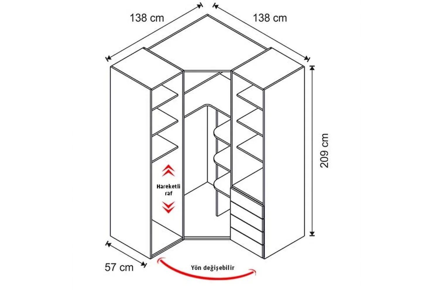 Helen Köşe Dolap (Seçenek 806)