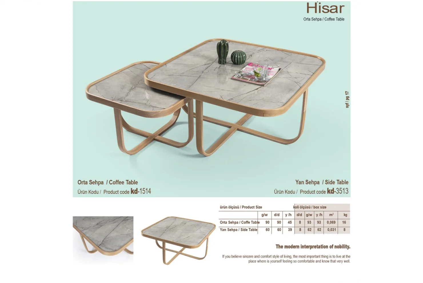 Hisar Orta ve Yan Sehpa 2li Set