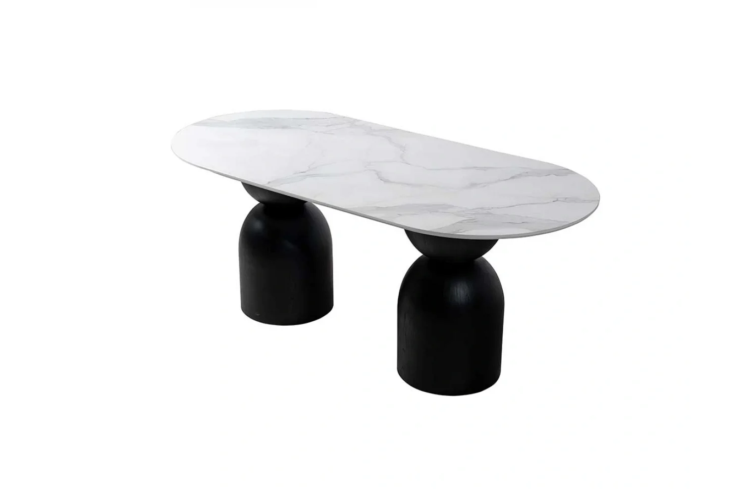 Kum Saati Mermer Baskılı Elips Masa