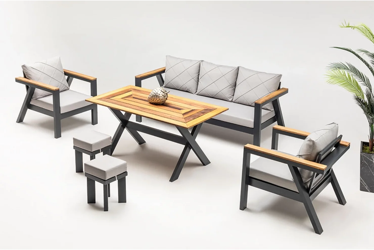 LOTUS OTURMA GRUBU ALÜMİNYUM 3+1+1+Masa