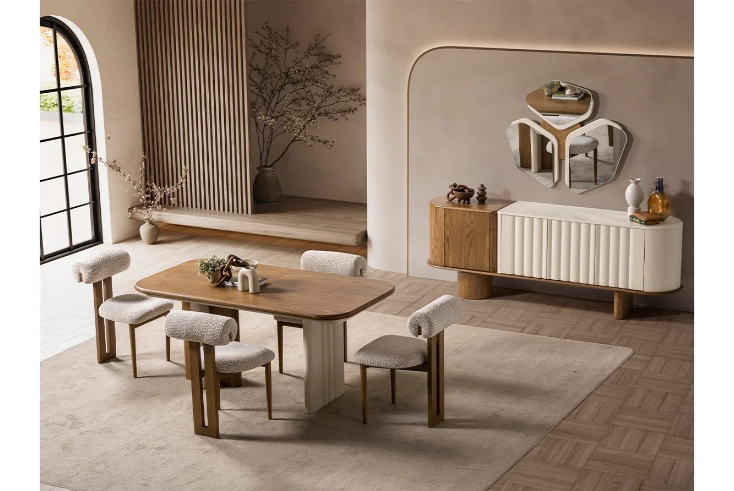 Lova Lake Meşe Konsol ve Ayna