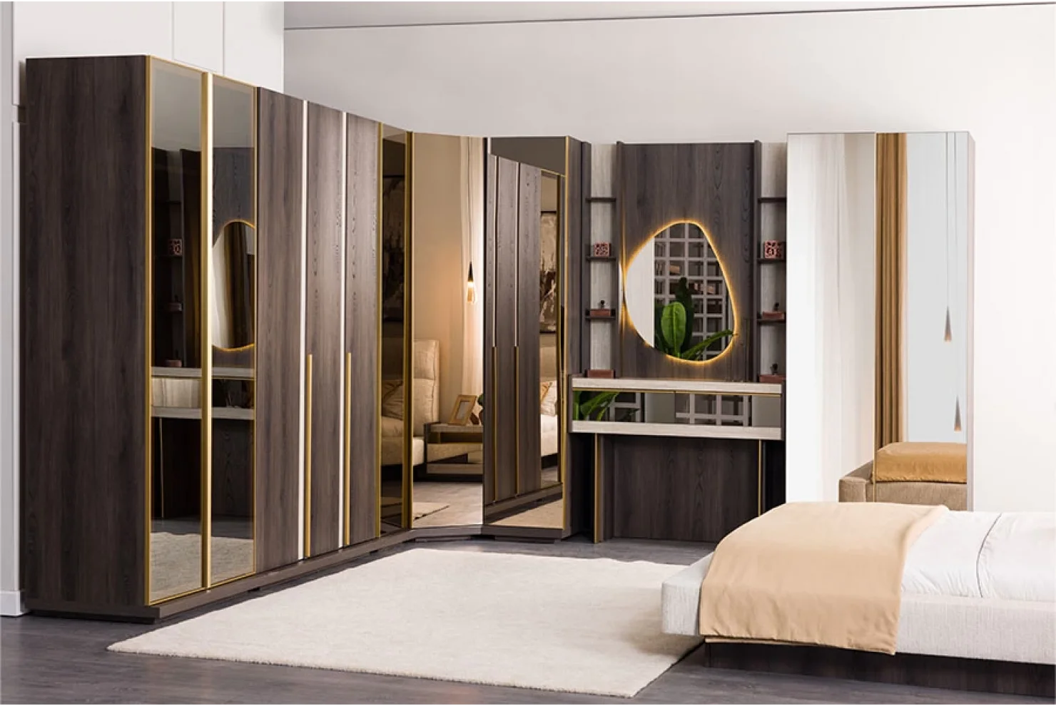 Lyric Yatak Odası Takımı 2 Kapılı Dolap | 1 Adet - 3 Kapılı Dolap 1 Adet -Köşe Dolap 1 Dolap - Karyola 1 Adet - Şifonyer 1 Adet - Şifonyer Ayna 1 Adet - Komodin 2 Adet