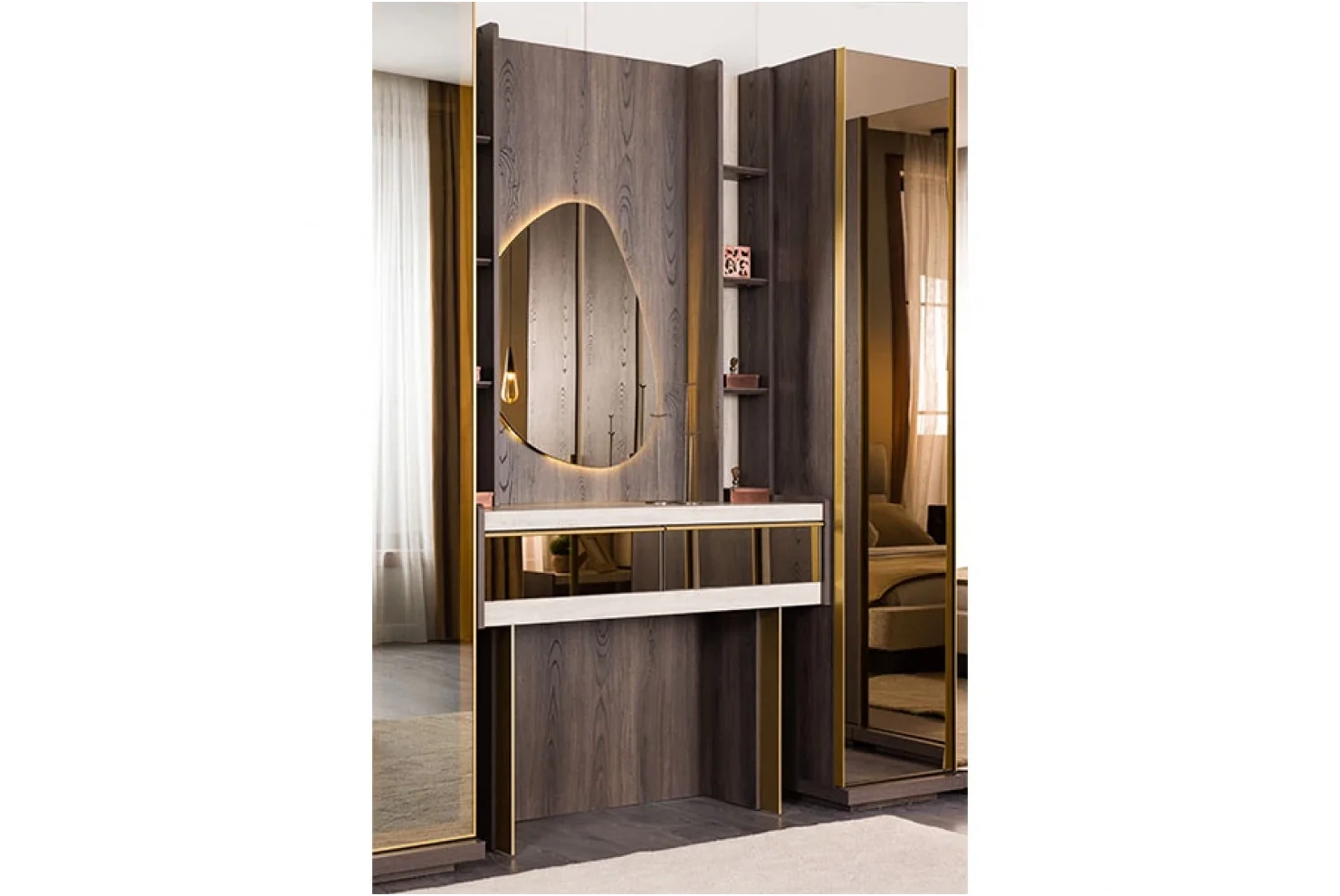 Lyric Yatak Odası Takımı 2 Kapılı Dolap | 1 Adet - 3 Kapılı Dolap 1 Adet -Köşe Dolap 1 Dolap - Karyola 1 Adet - Şifonyer 1 Adet - Şifonyer Ayna 1 Adet - Komodin 2 Adet