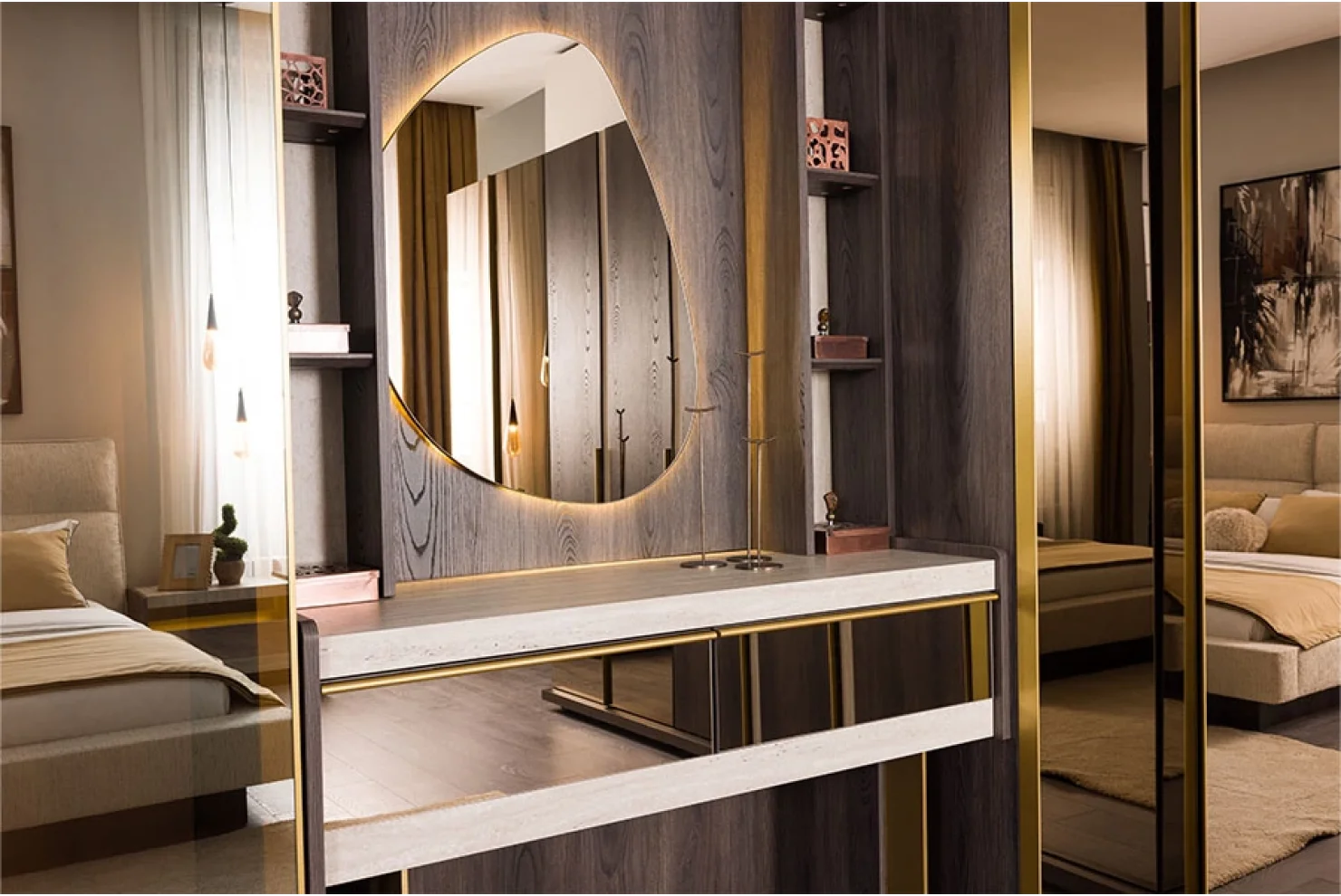 Lyric Yatak Odası Takımı 2 Kapılı Dolap | 1 Adet - 3 Kapılı Dolap 1 Adet -Köşe Dolap 1 Dolap - Karyola 1 Adet - Şifonyer 1 Adet - Şifonyer Ayna 1 Adet - Komodin 2 Adet