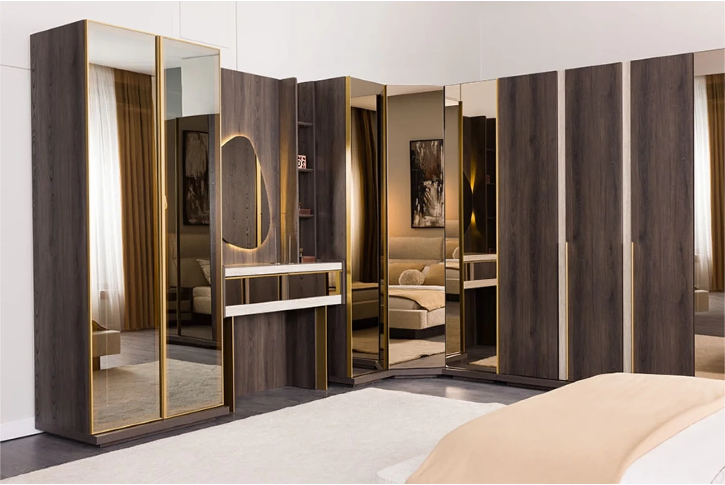 Lyric Yatak Odası Takımı 2 Kapılı Dolap | 1 Adet - 3 Kapılı Dolap 1 Adet -Köşe Dolap 1 Dolap - Karyola 1 Adet - Şifonyer 1 Adet - Şifonyer Ayna 1 Adet - Komodin 2 Adet