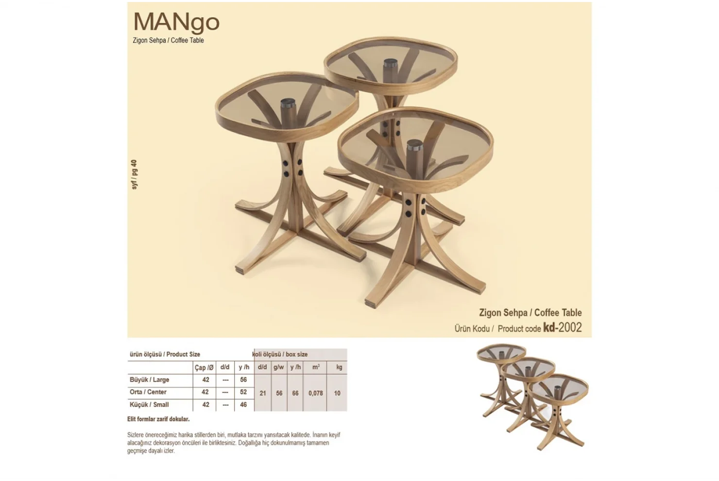 Mango 3lü Zigon Sehpa