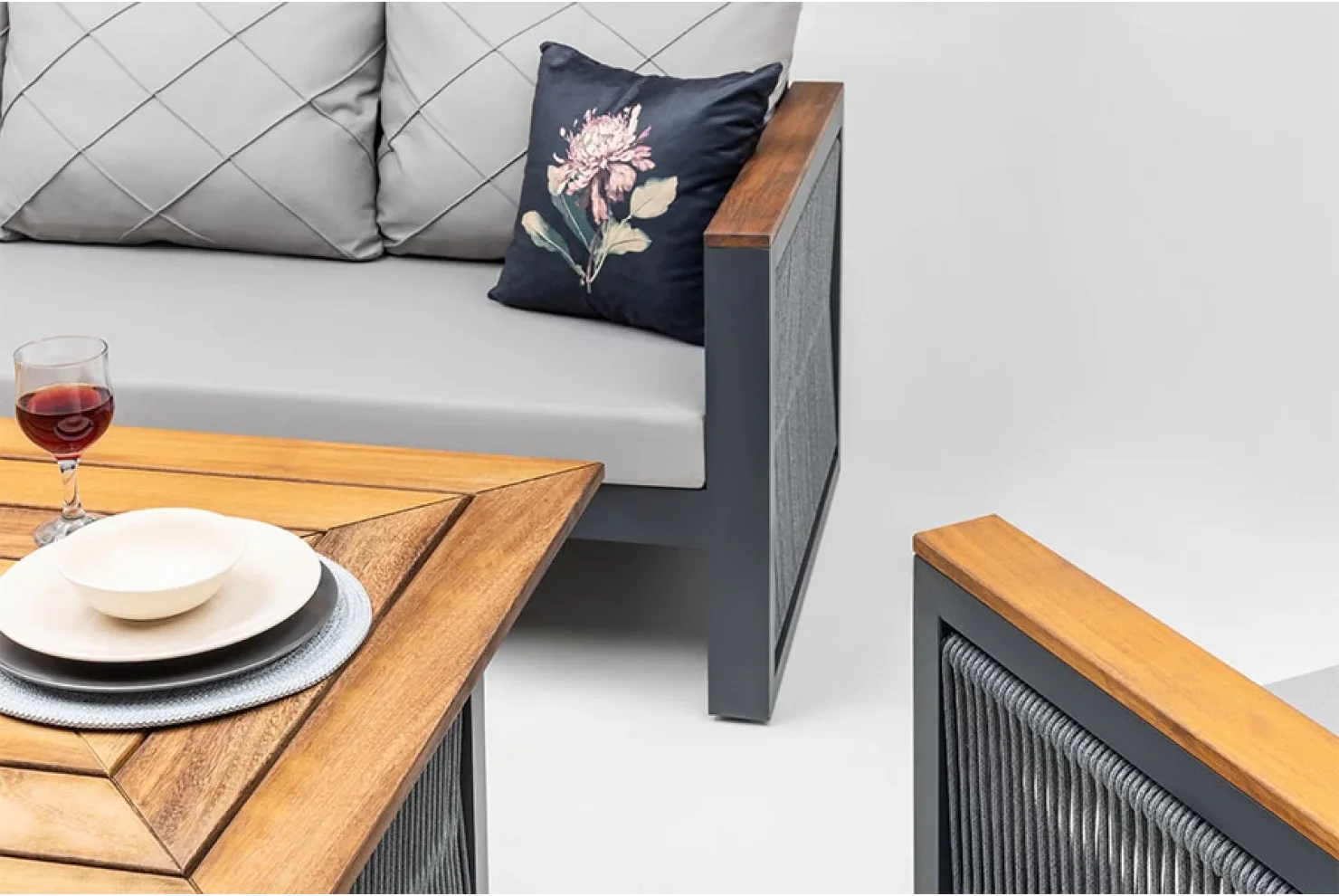 MİLANO OTURMA GRUBU ALÜMİNYUM İP ÖRGÜLÜ 3+1+1