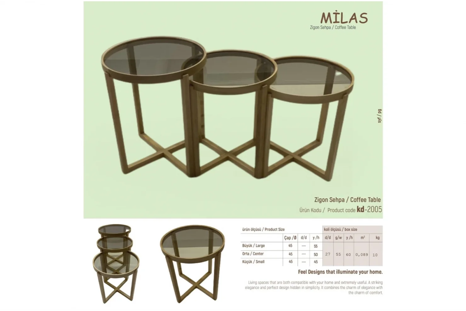 Milas 3lü Zigon Sehpa