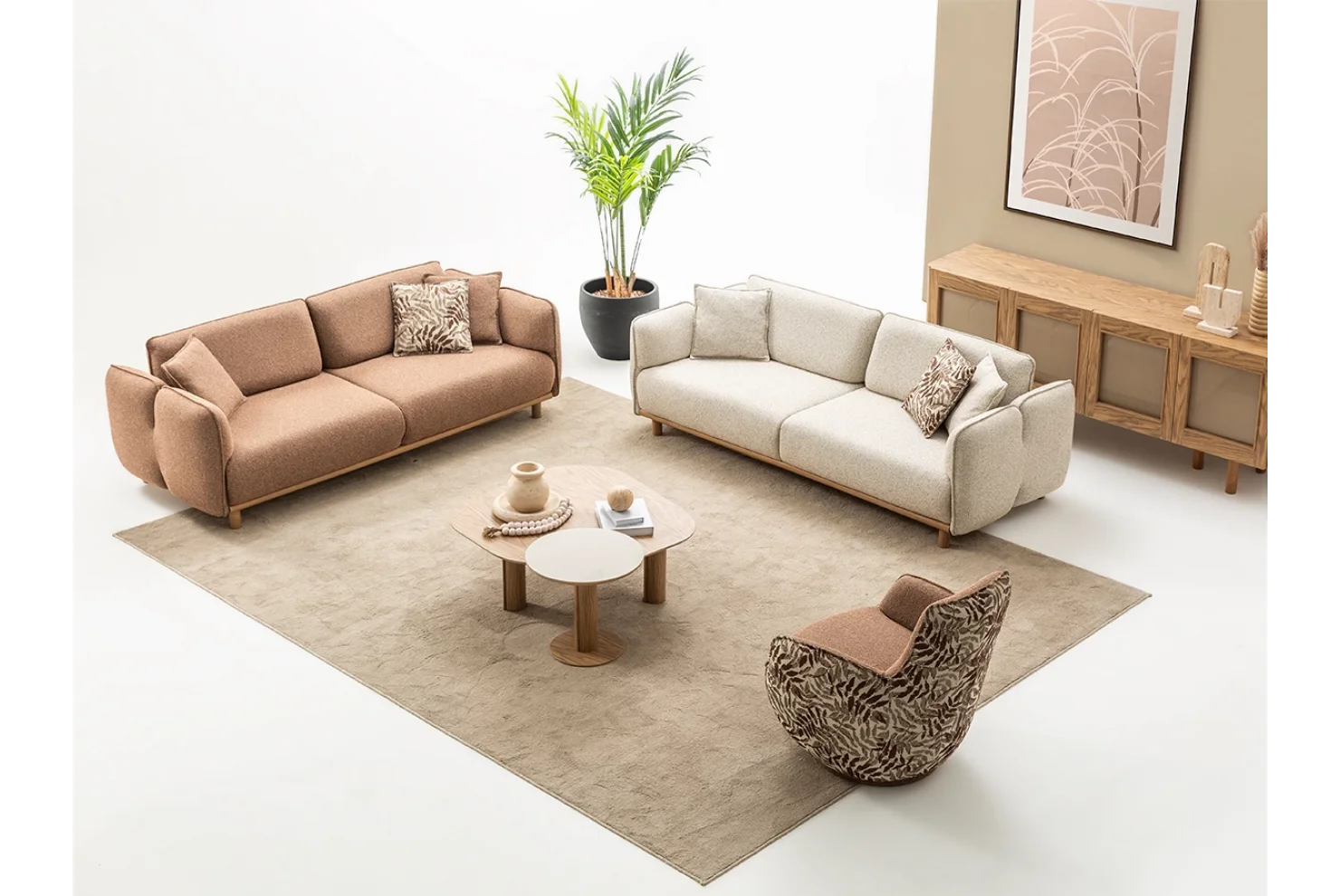 Mocha Koltuk Takımı | 3lü Koltuk 2 Adet - Berjer 1 Adet