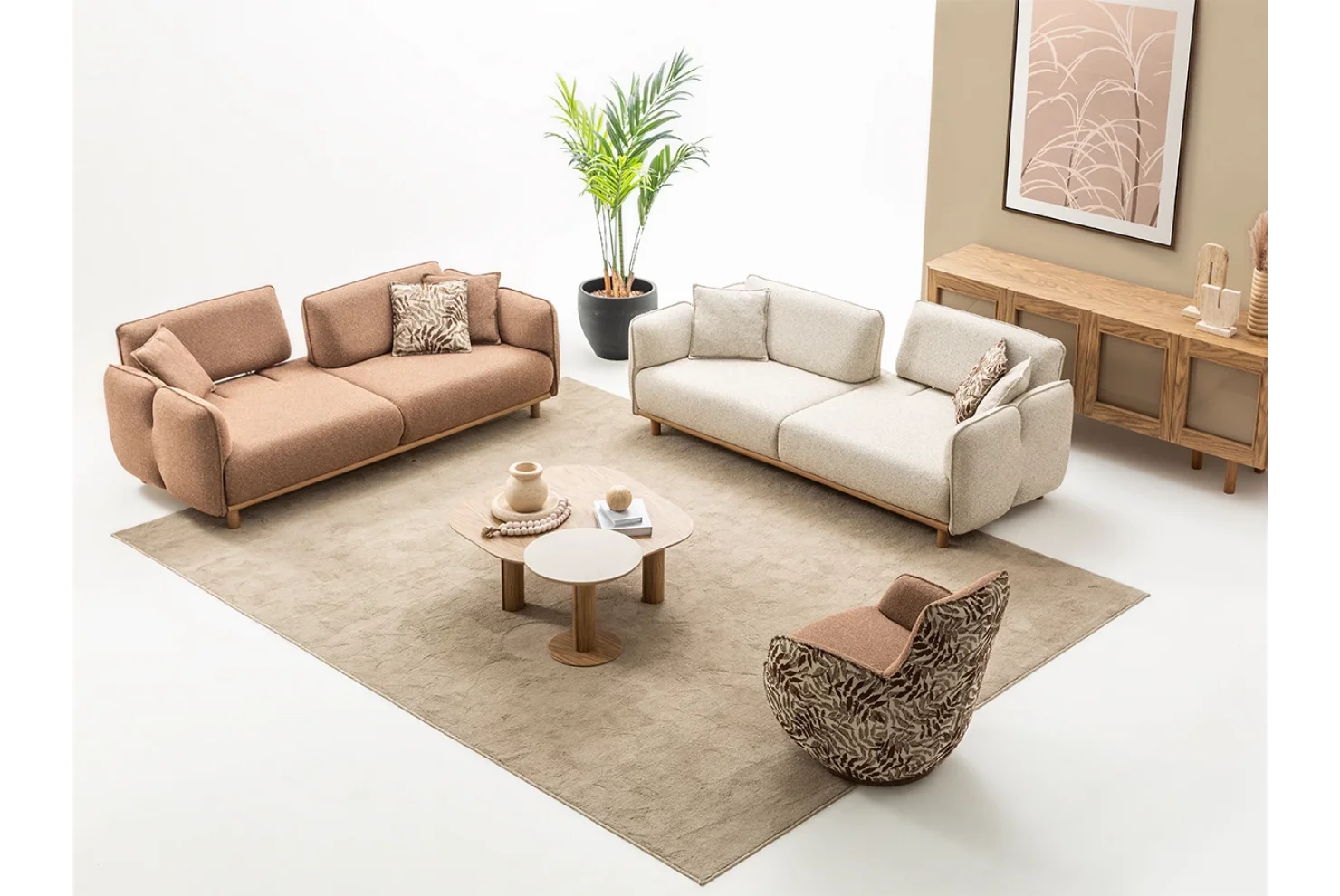 Mocha Koltuk Takımı | 3lü Koltuk 2 Adet - Berjer 1 Adet