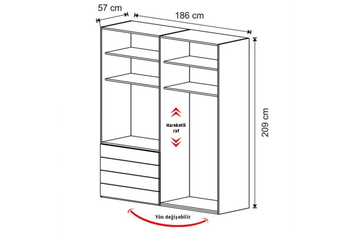 My House 4 Kapılı Dolap (Seçenek 406)