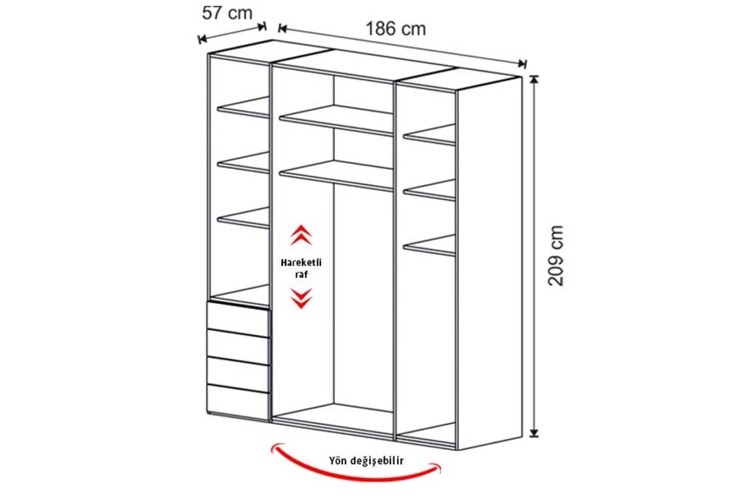 My House 4 Kapılı Dolap (Seçenek 436)