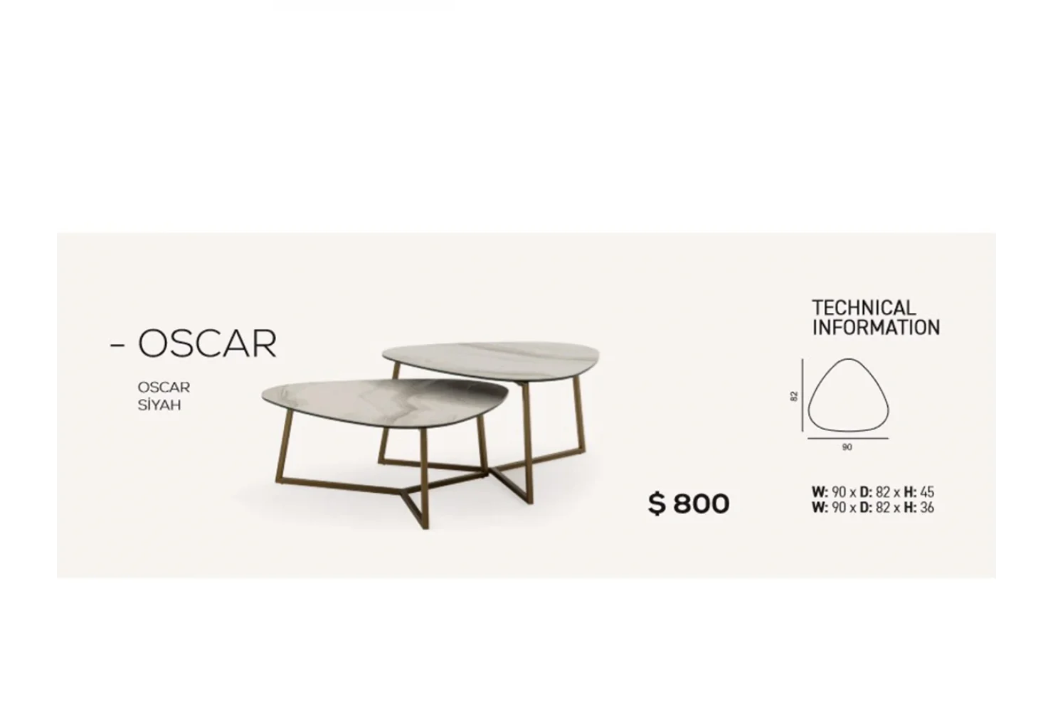 Oscar Seramik Orta Sehpa İkili