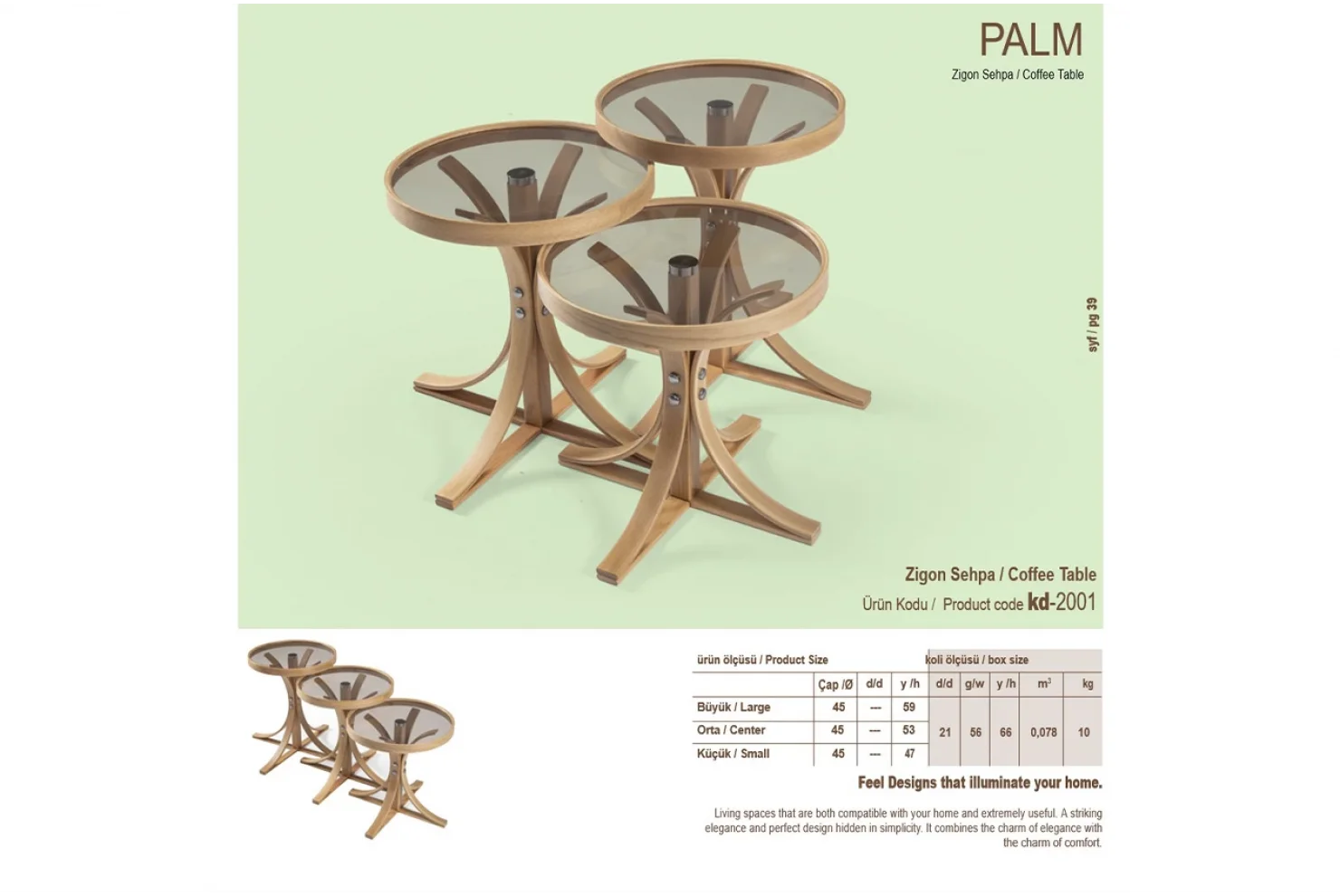 Palm 3lü Zigon Sehpa