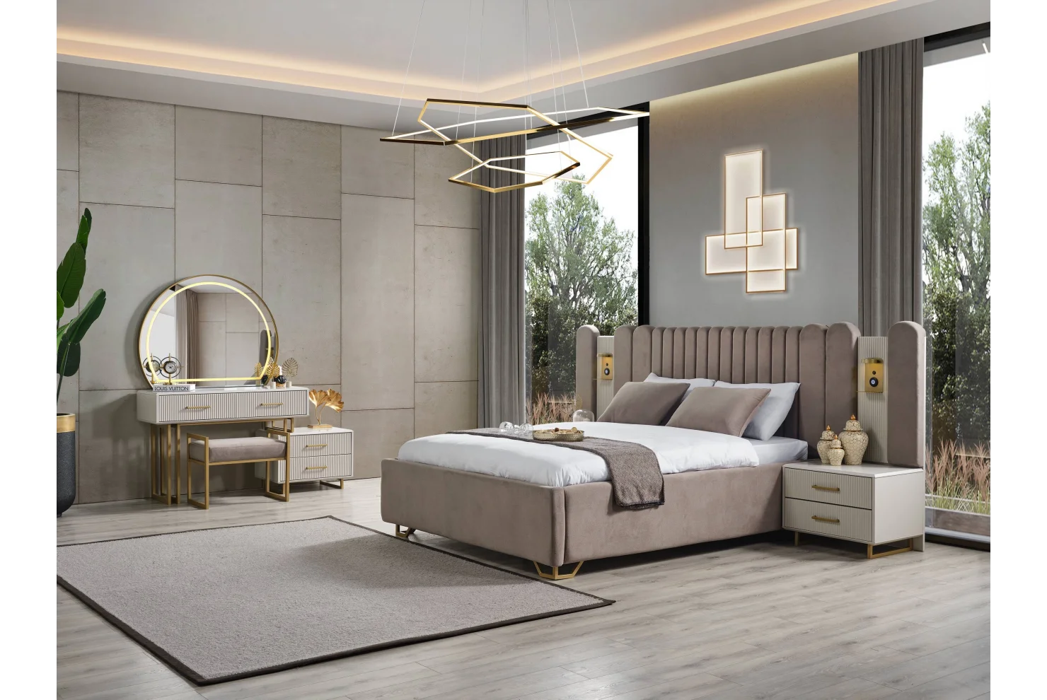 Obsidian Gold Şifonyer ve Ayna