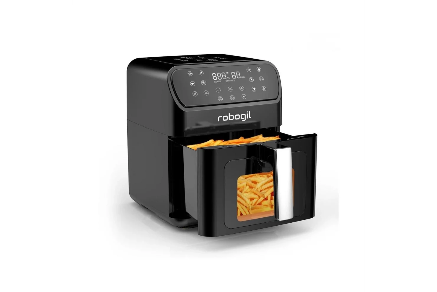 Robogil AF-19D Airfryer XXL 6,5Lt Cam Kapaklı Halojen Lambalı Sıcak Hava Fritözü