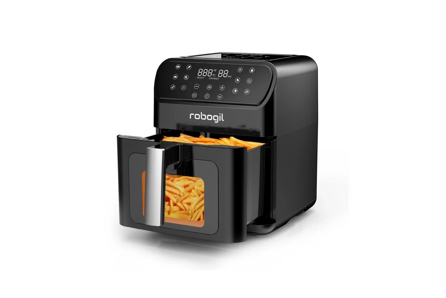 Robogil AF-19D Airfryer XXL 6,5Lt Cam Kapaklı Halojen Lambalı Sıcak Hava Fritözü