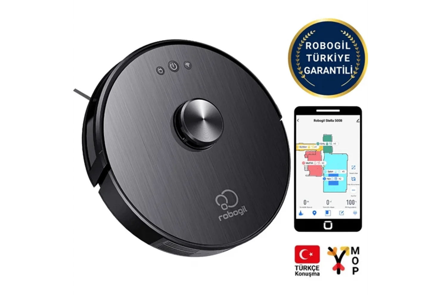 Robogil Stella 500B 2024 Model Yeni Nesil Tasarım Akıllı Robot Süpürge ve Robot Paspas