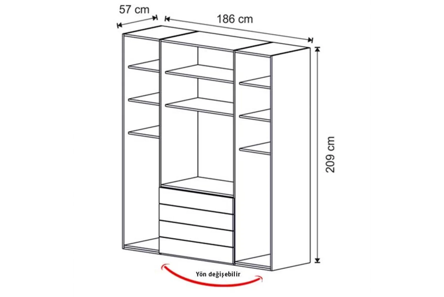 Rose 4 Kapılı Dolap (Seçenek 441)