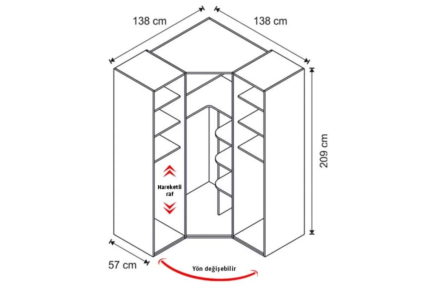 Rose Köşe Dolap (Seçenek 803)