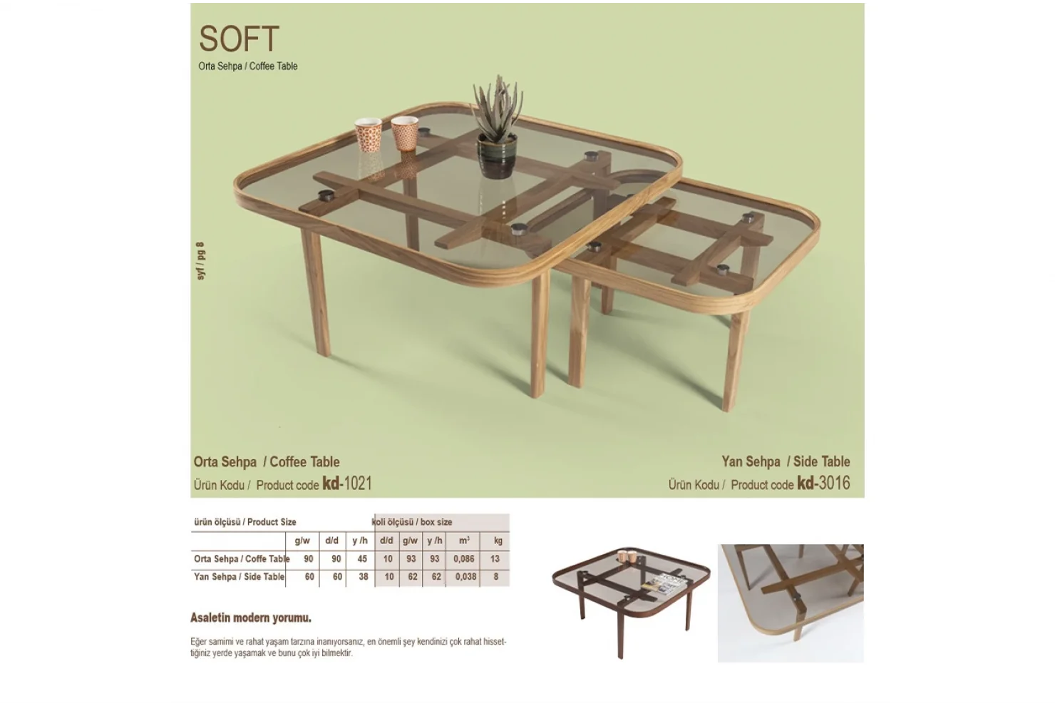 Soft Orta ve Yan Sehpa 2li Set