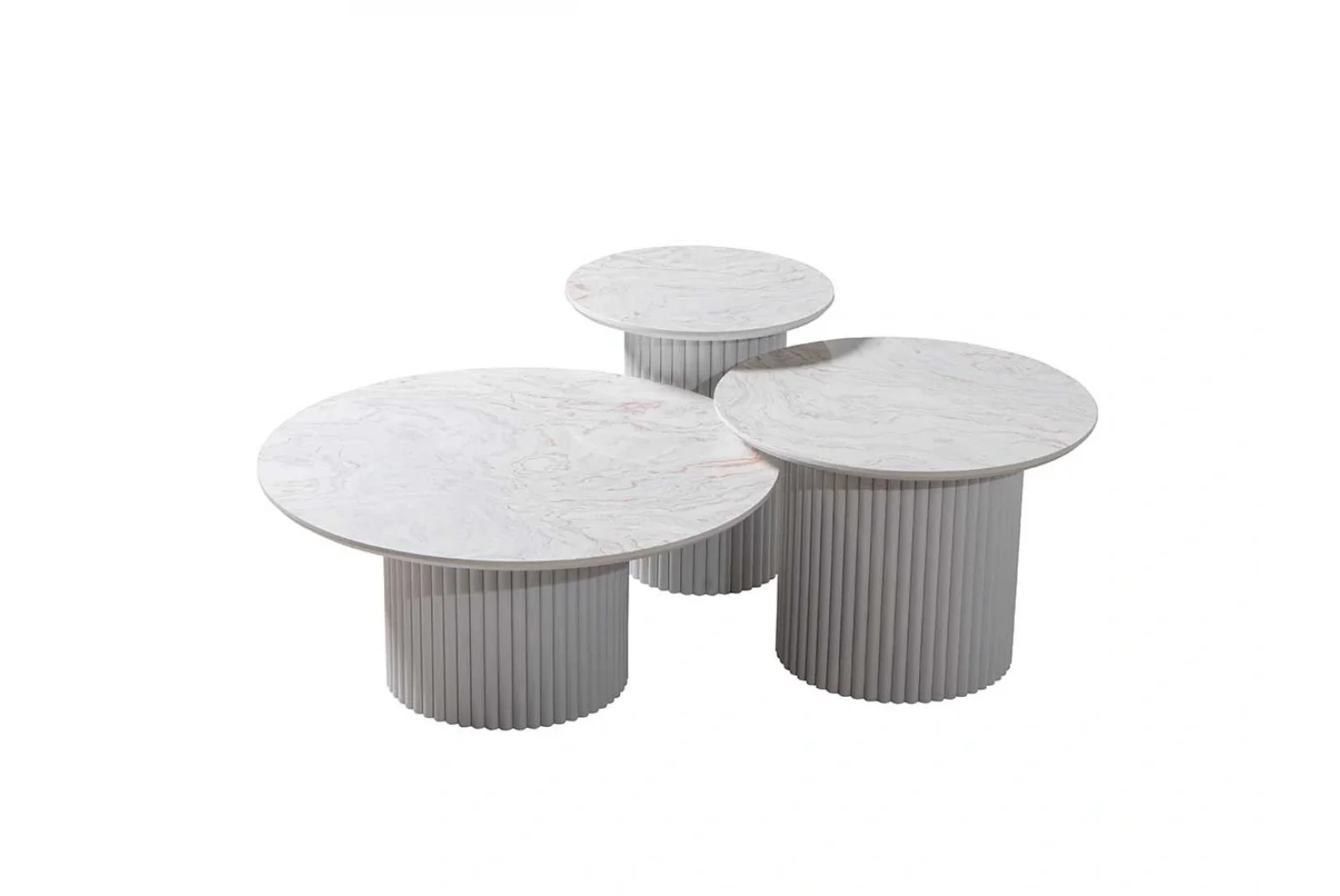 Texas Mermer Baskılı Sehpa Set