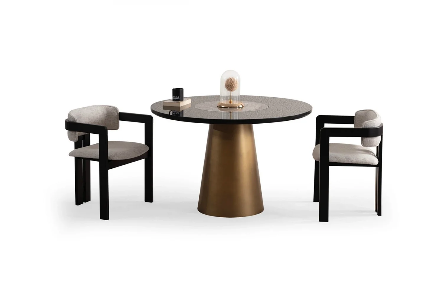 TH-Roll Masa Siyah Yuvarlak Masa