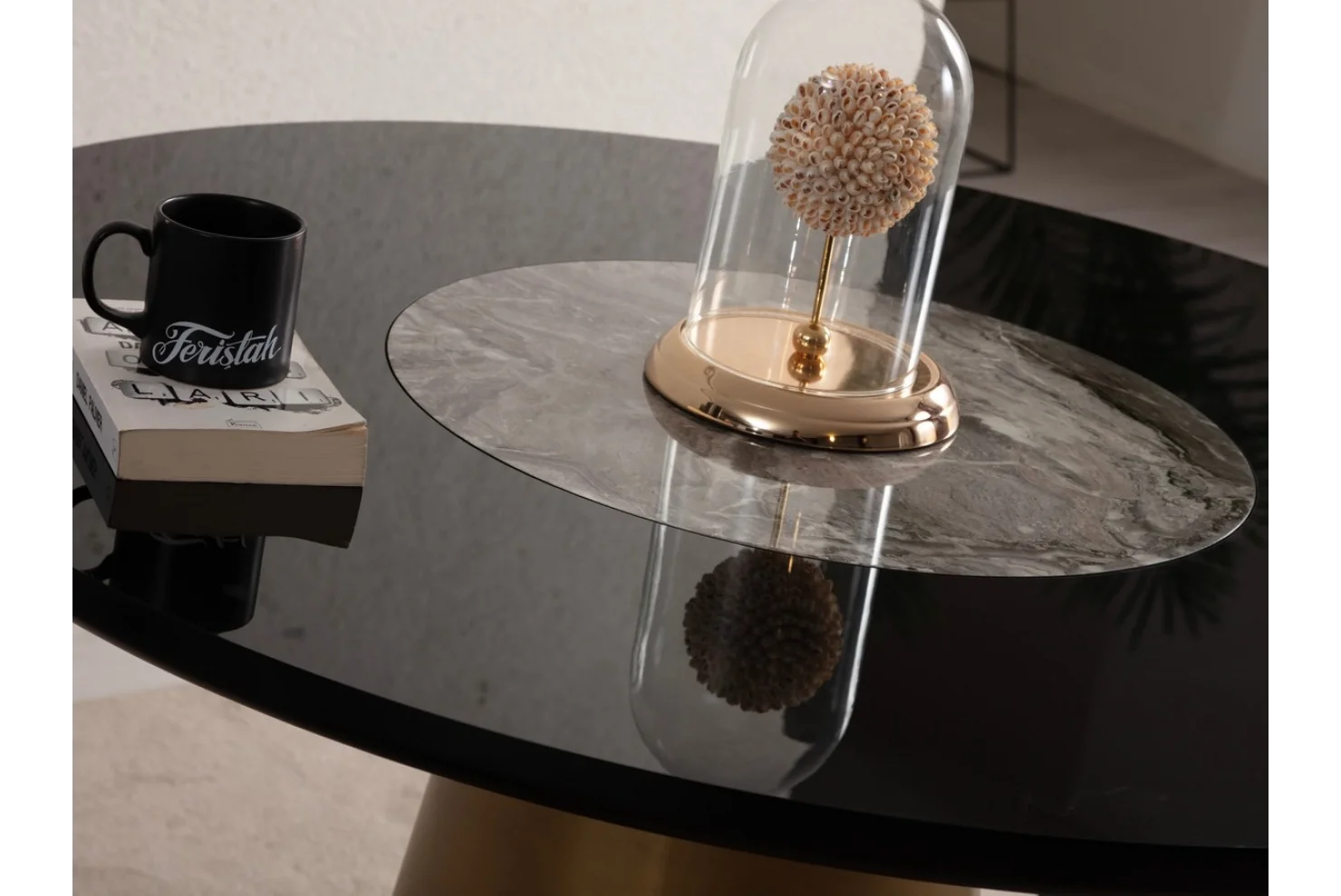 TH-Roll Masa Siyah Yuvarlak Masa