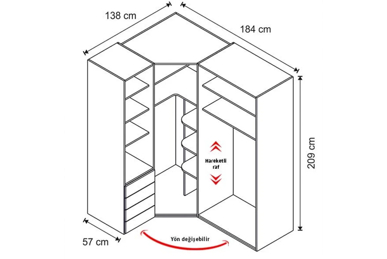Torino Köşe Dolap (Seçenek 842)