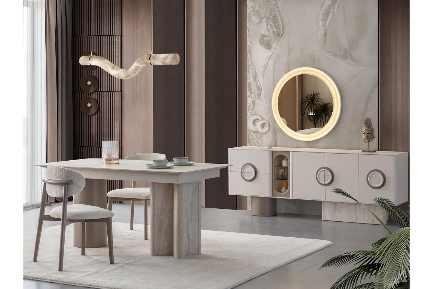 Traverten Yemek Odası Takımı