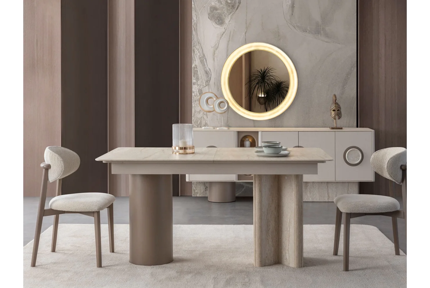 Traverten Yemek Odası Takımı