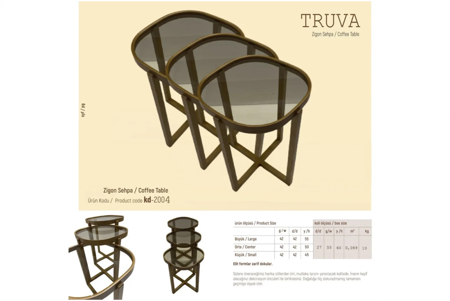 Truva 3lü Zigon Sehpa