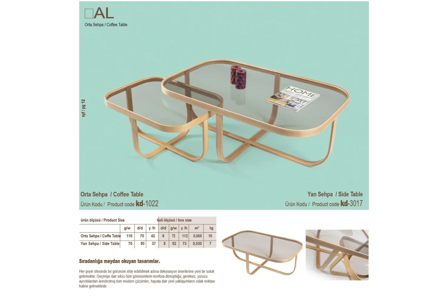 Tual Orta ve Yan Sehpa 2li Set