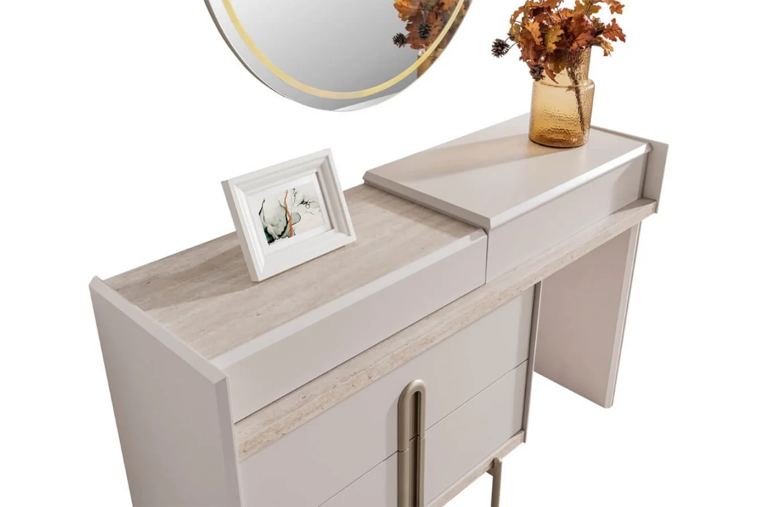 Velvet Şifonyer (Aynalı) + puf