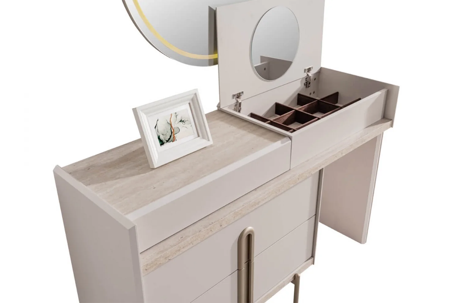 Velvet Şifonyer (Aynalı) + puf