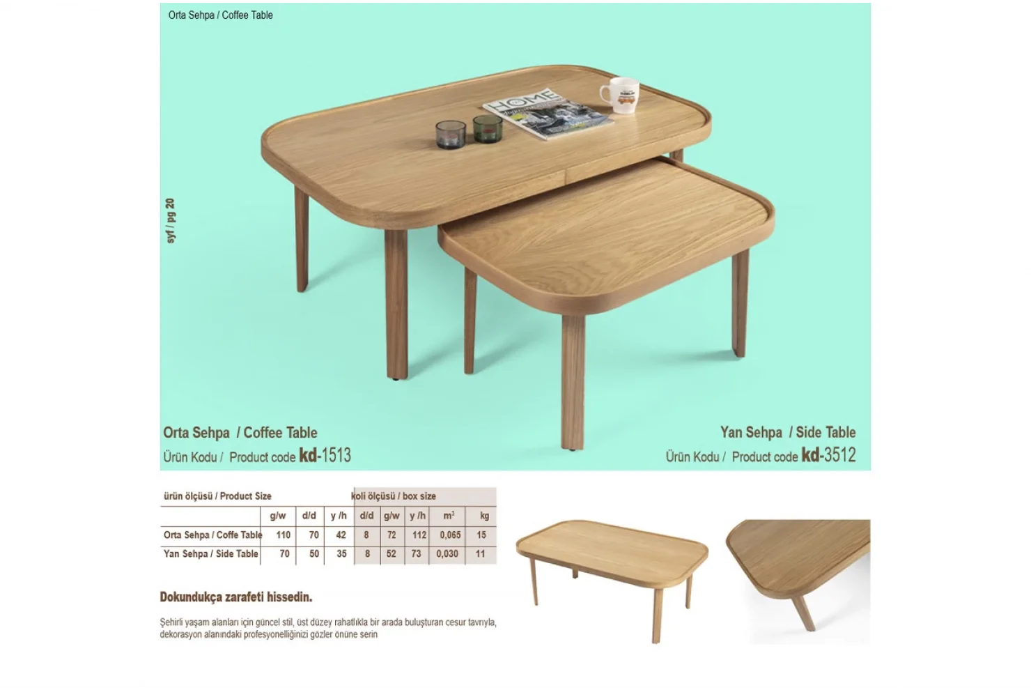 Verona Orta ve Yan Sehpa 2li Set