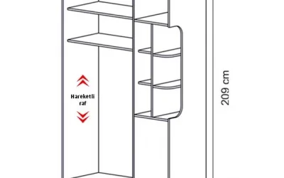 Ares 3 Kapılı Dolap (Seçenek 314-R)